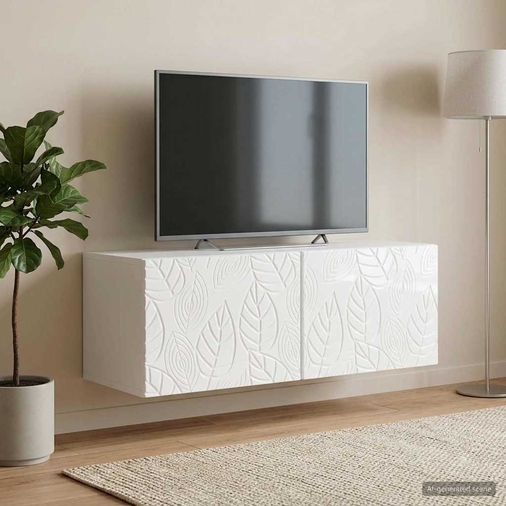 Nástěnná Tv Skříň 59,5 X 31 Cm Bílá S Vysokým Leskem