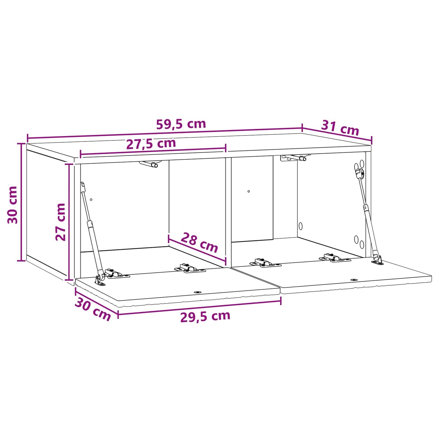 Nástěnná Tv Skříň 59,5 X 31 Cm Bílá S Vysokým Leskem