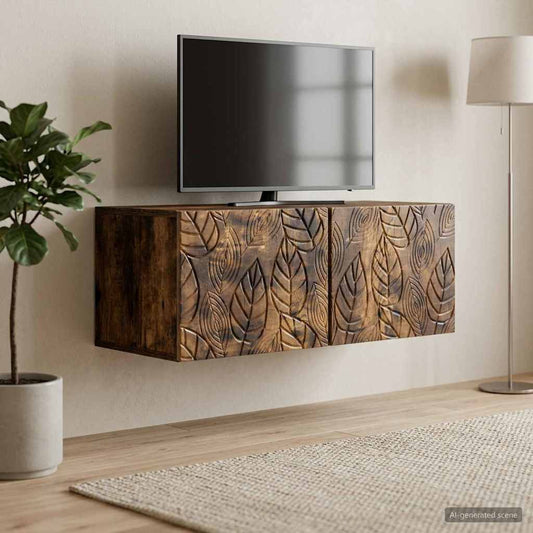 Nástěnná Tv Skříň 59,5 X 31 Cm Kouřový Dub Kompozitní Dřevo