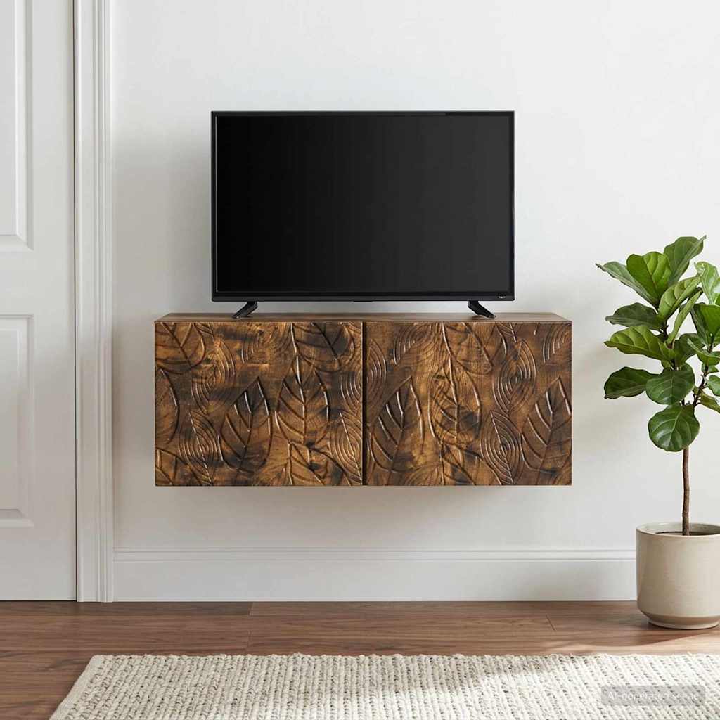Nástěnná Tv Skříň 59,5 X 31 Cm Kouřový Dub Kompozitní Dřevo
