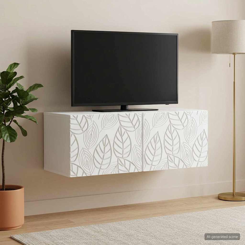 Nástěnná Tv Skříň 78,5 X 31 Cm Bílá Kompozitní Dřevo Nástěnný