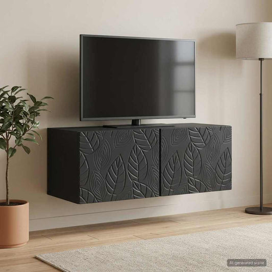 Nástěnná Tv Skříň 98 X 31 Cm Černá Kompozitní Dřevo Nástěnný