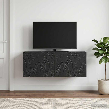 Nástěnná Tv Skříň 98 X 31 Cm Černá Kompozitní Dřevo Nástěnný