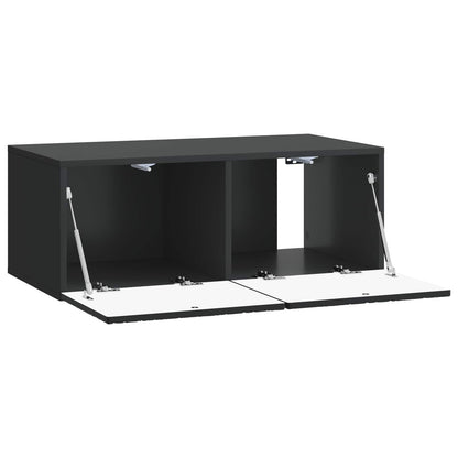 Nástěnná Tv Skříň 98 X 31 Cm Černá Kompozitní Dřevo Nástěnný