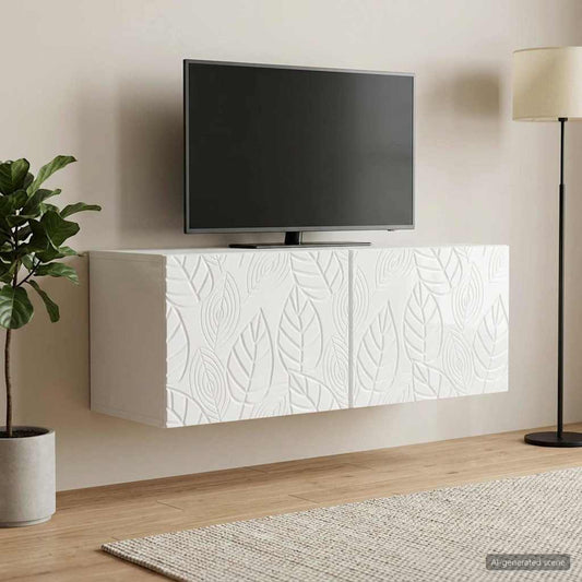 Nástěnná Tv Skříň 98 X 31 Cm Bílá S Vysokým Leskem