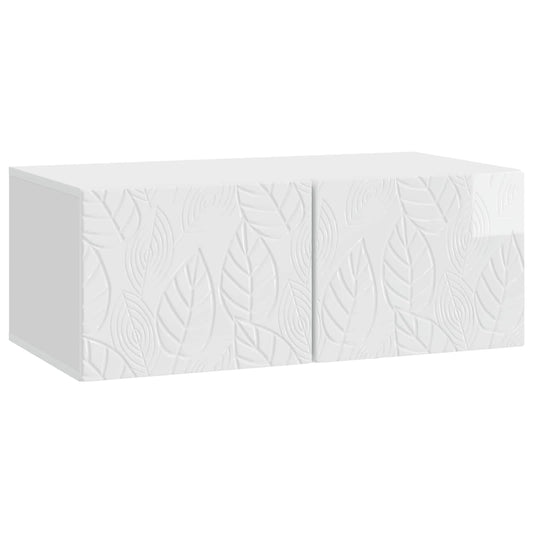Nástěnná Tv Skříň 98 X 31 Cm Bílá S Vysokým Leskem