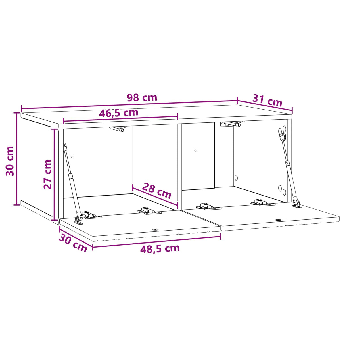 Nástěnná Tv Skříň 98 X 31 Cm Bílá S Vysokým Leskem