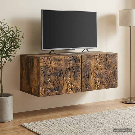 Nástěnná Tv Skříň 98 X 31 Cm Kouřový Dub Kompozitní Dřevo