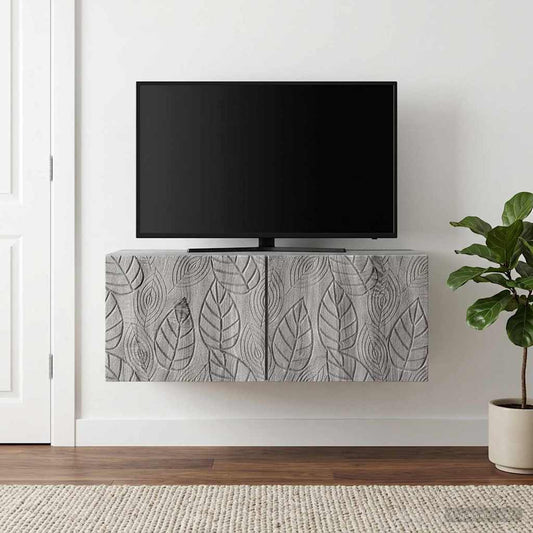 Nástěnná Tv Skříň 98 X 31 Cm Šedý Sonoma Kompozitní Dřevo