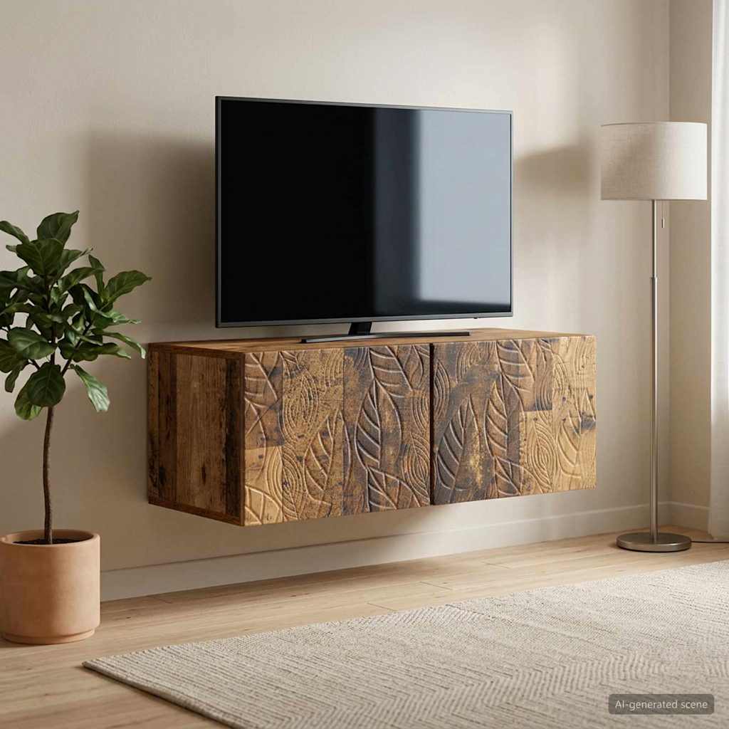 Nástěnná Tv Skříň 98 X 31 Cm Staré Dřevo Kompozitní Dřevo