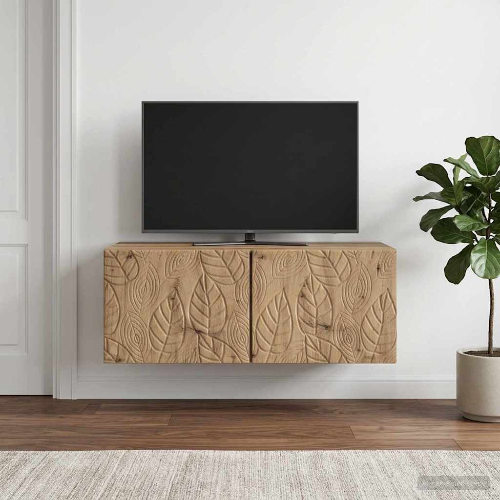 Nástěnná Tv Skříň 98 X 31 Cm Dub Artisan Kompozitní Dřevo