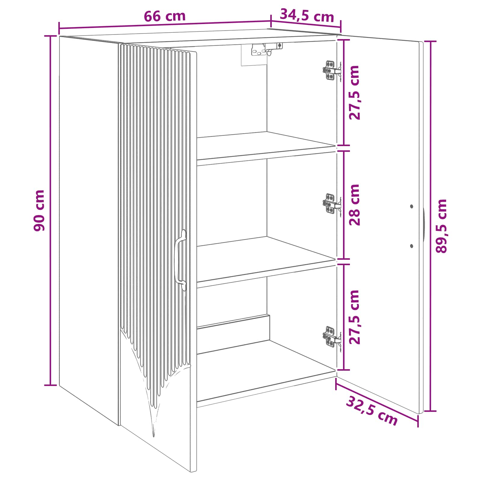 Nástěnná Skříň Betonově Šedá 66 X 34,5 X 90 Cm Kompozitní Dřevo
