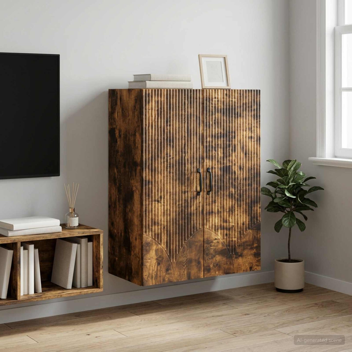 Nástěnná Skříň Kouřový Dub 66 X 34,5 X 90 Cm Kompozitní Dřevo