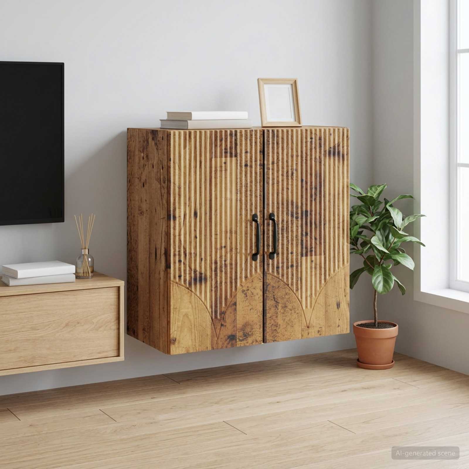 Nástěnná Skříň Staré Dřevo 59 X 31 X 60 Cm Kompozitní Dřevo
