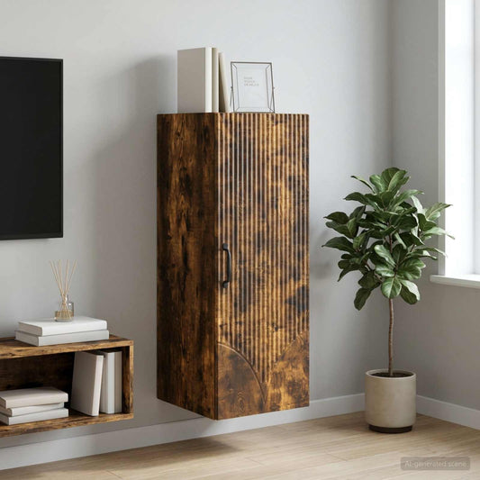 Nástěnná Skříň Kouřový Dub 33 X 34,5 X 90 Cm Kompozitní Dřevo