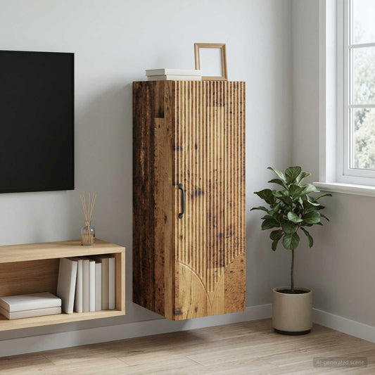 Nástěnná Skříň Staré Dřevo 33 X 34,5 X 90 Cm Kompozitní Dřevo