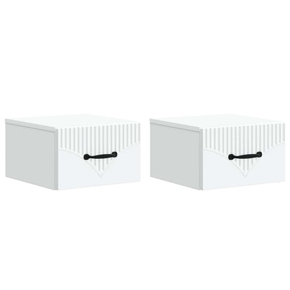 Nástěnný Noční Stolek Se Zásuvkou 2 Pcs Bílá 34,5 X 33 X 20 Cm