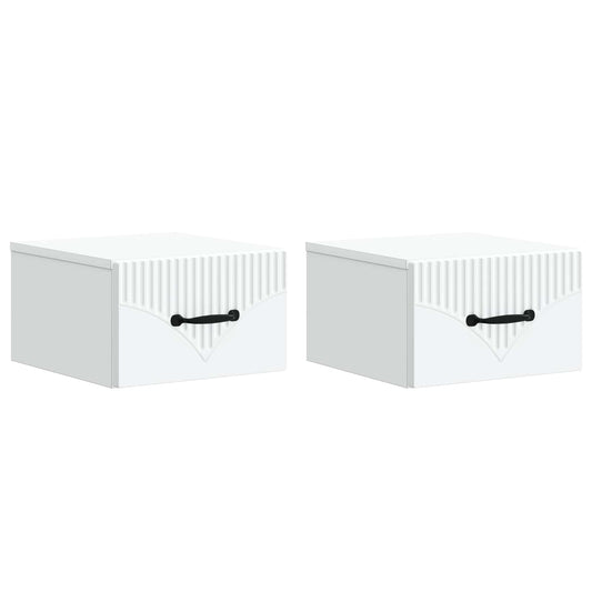 Nástěnný Noční Stolek Se Zásuvkou 2 Pcs Bílá 34,5 X 33 X 20 Cm