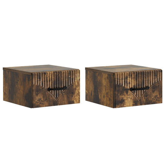 Nástěnný Noční Stolek 2 Pcs Kouřový Dub 34,5 X 33 X 20 Cm