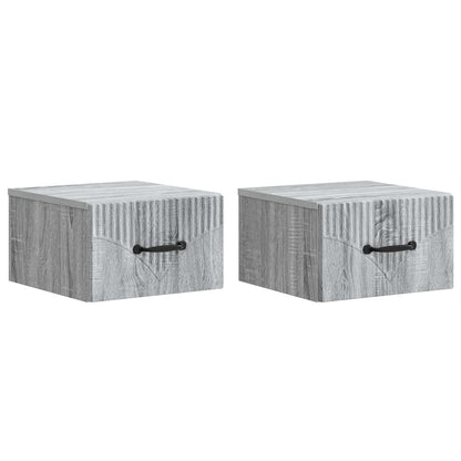 Nástěnný Noční Stolek 2 Pcs Šedá Sonoma 34,5 X 33 X 20 Cm