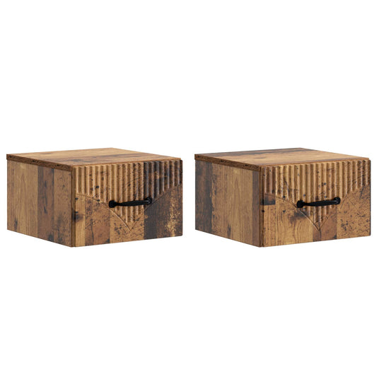 Nástěnný Noční Stolek 2 Pcs Staré Dřevo 34,5 X 33 X 20 Cm