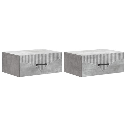Nástěnný Noční Stolek 2 Pcs Betonově Šedá 49 X 34,5 X 20 Cm