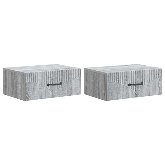 Nástěnný Noční Stolek 2 Pcs Šedá Sonoma 49 X 34,5 X 20 Cm