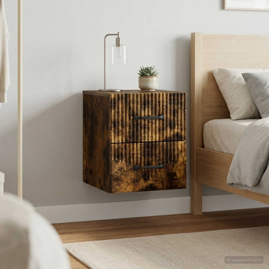 Nástěnný Noční Stolek 2 Pcs Kouřový Dub 34,5 X 33 X 40 Cm
