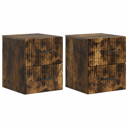 Nástěnný Noční Stolek 2 Pcs Kouřový Dub 34,5 X 33 X 40 Cm