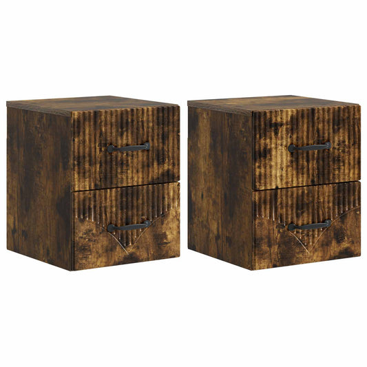 Nástěnný Noční Stolek 2 Pcs Kouřový Dub 34,5 X 33 X 40 Cm