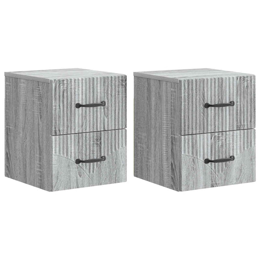 Nástěnný Noční Stolek 2 Pcs Šedá Sonoma 34,5 X 33 X 40 Cm