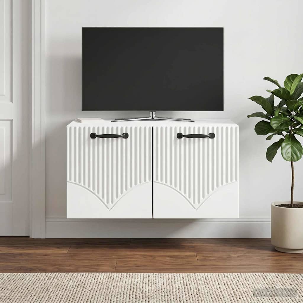 Nástěnná Tv Skříň Bílá 59,5 X 41 X 30 Cm Kompozitní Dřevo