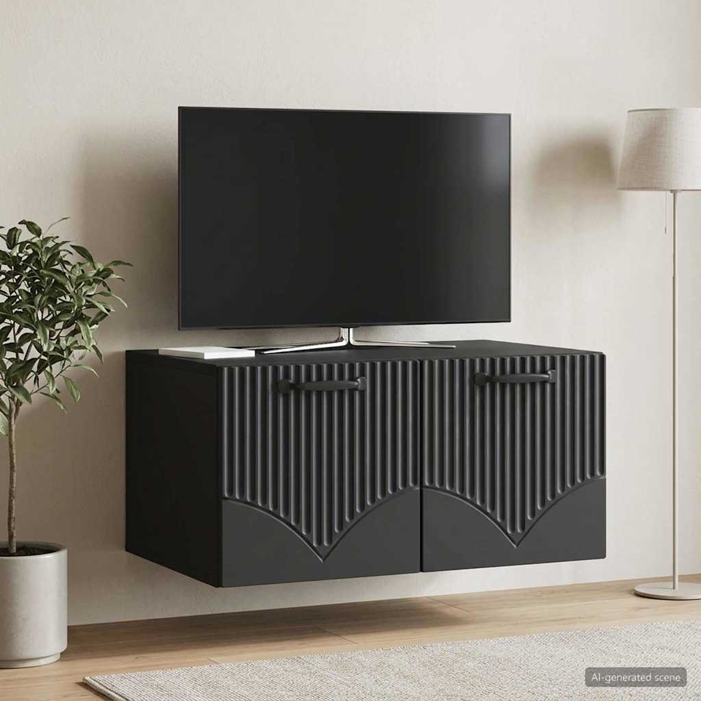 Nástěnná Tv Skříň Černá 59,5 X 41 X 30 Cm Kompozitní Dřevo