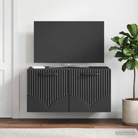 Nástěnná Tv Skříň Černá 59,5 X 41 X 30 Cm Kompozitní Dřevo