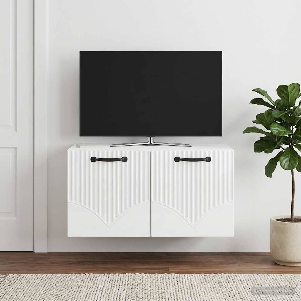 Nástěnná Tv Skříň Bílá S Vysokým Leskem 59,5 X 41 X 30 Cm