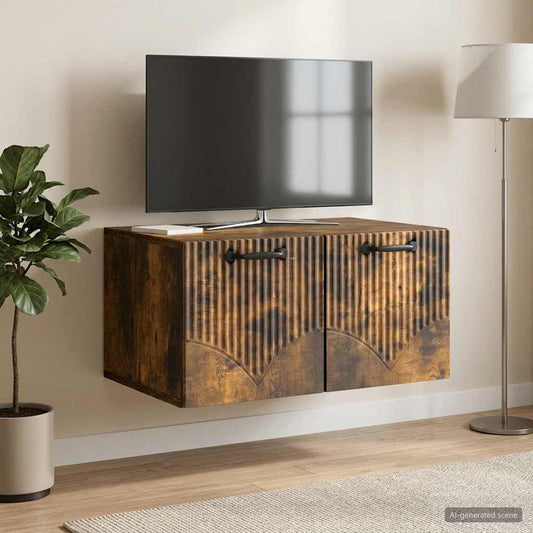 Nástěnná Tv Skříň Nástěnný Kouřový Dub 59,5 X 41 X 30 Cm