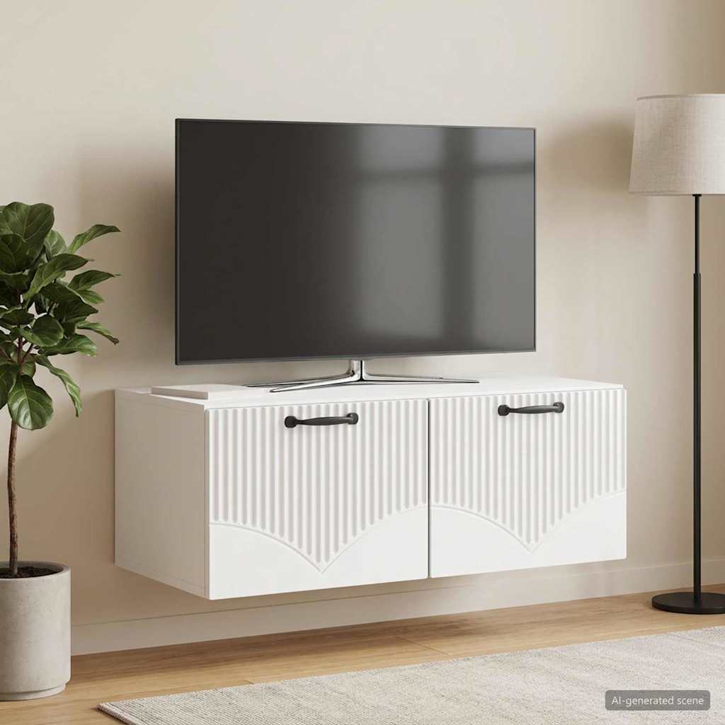 Nástěnná Tv Skříň Bílá S Vysokým Leskem 78,5 X 41 X 30 Cm