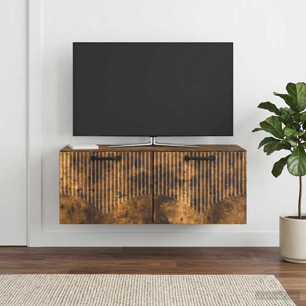 Nástěnná Tv Skříň Nástěnný Kouřový Dub 78,5 X 41 X 30 Cm