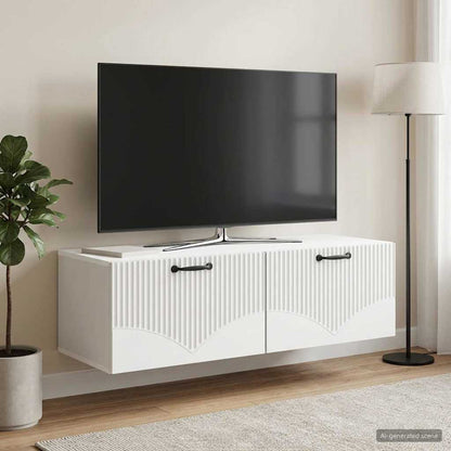 Nástěnná Tv Skříň Bílá 98 X 41 X 30 Cm Kompozitní Dřevo