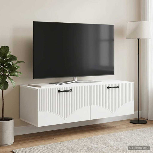 Nástěnná Tv Skříň Bílá 98 X 41 X 30 Cm Kompozitní Dřevo