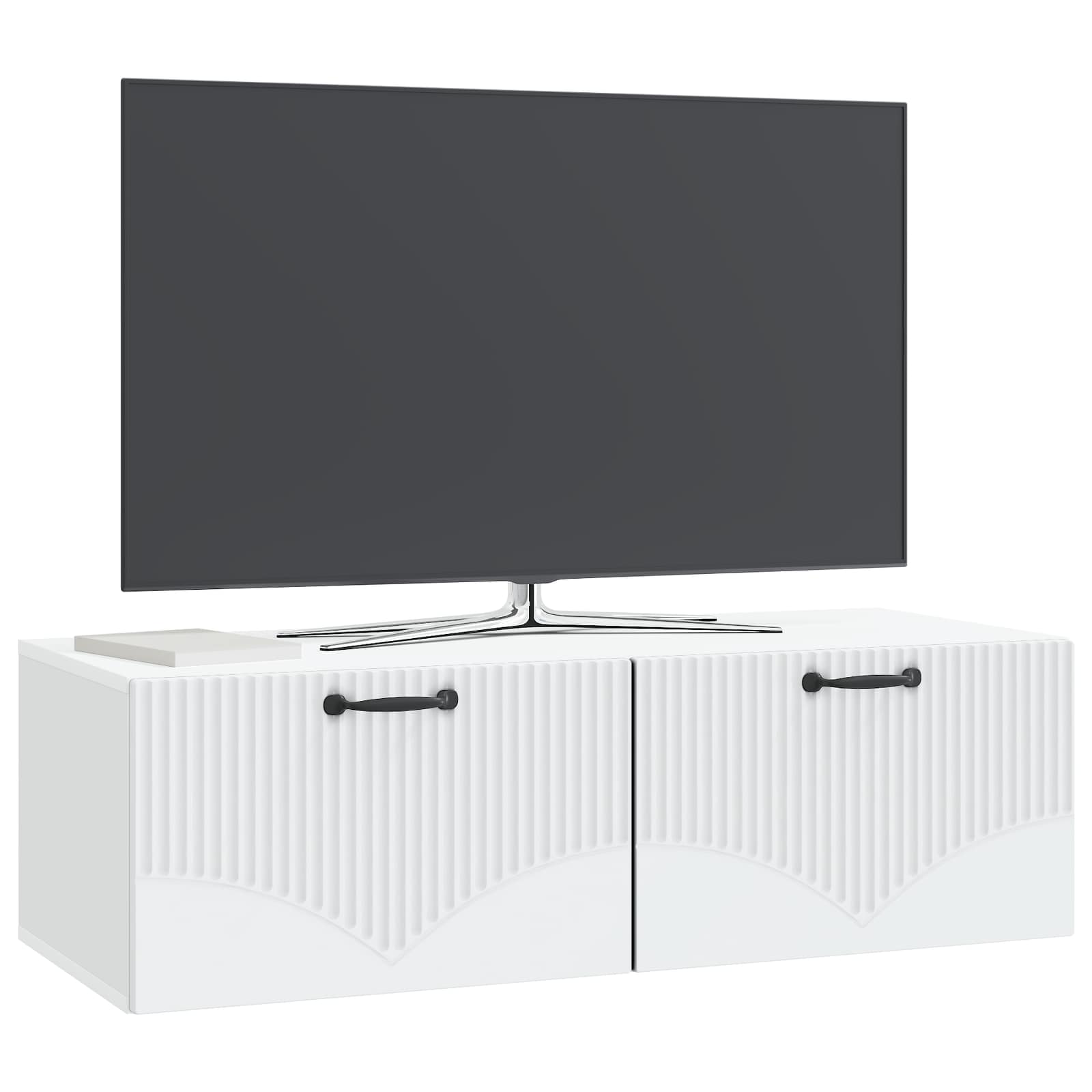 Nástěnná Tv Skříň Bílá 98 X 41 X 30 Cm Kompozitní Dřevo
