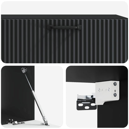 Nástěnná Tv Skříň Černá 98 X 41 X 30 Cm Kompozitní Dřevo