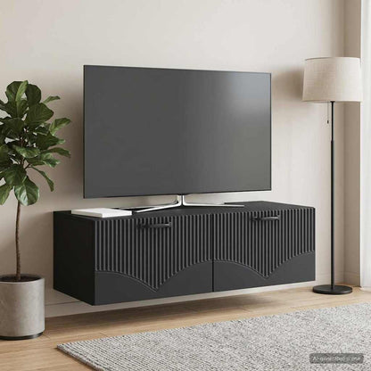 Nástěnná Tv Skříň Černá 98 X 41 X 30 Cm Kompozitní Dřevo