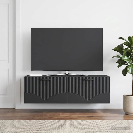 Nástěnná Tv Skříň Černá 98 X 41 X 30 Cm Kompozitní Dřevo