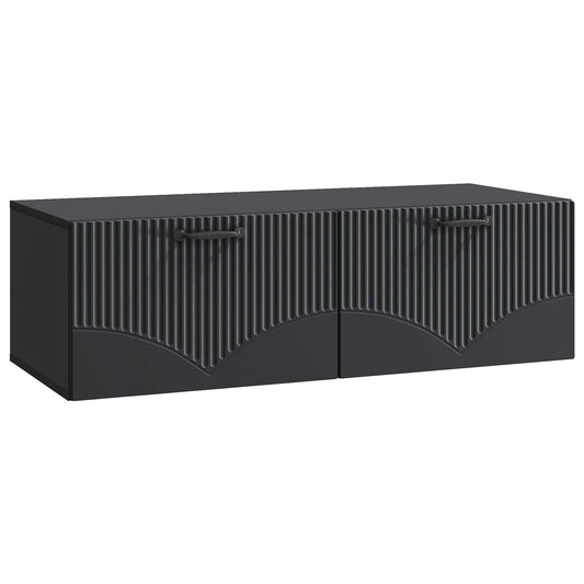Nástěnná Tv Skříň Černá 98 X 41 X 30 Cm Kompozitní Dřevo
