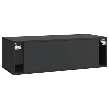 Nástěnná Tv Skříň Černá 98 X 41 X 30 Cm Kompozitní Dřevo
