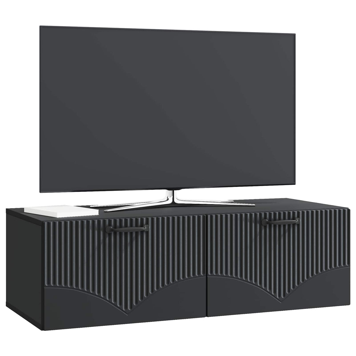 Nástěnná Tv Skříň Černá 98 X 41 X 30 Cm Kompozitní Dřevo