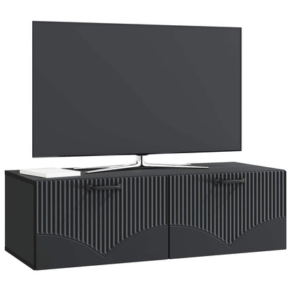 Nástěnná Tv Skříň Černá 98 X 41 X 30 Cm Kompozitní Dřevo