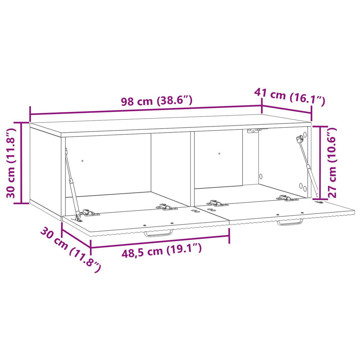 Nástěnná Tv Skříň Černá 98 X 41 X 30 Cm Kompozitní Dřevo