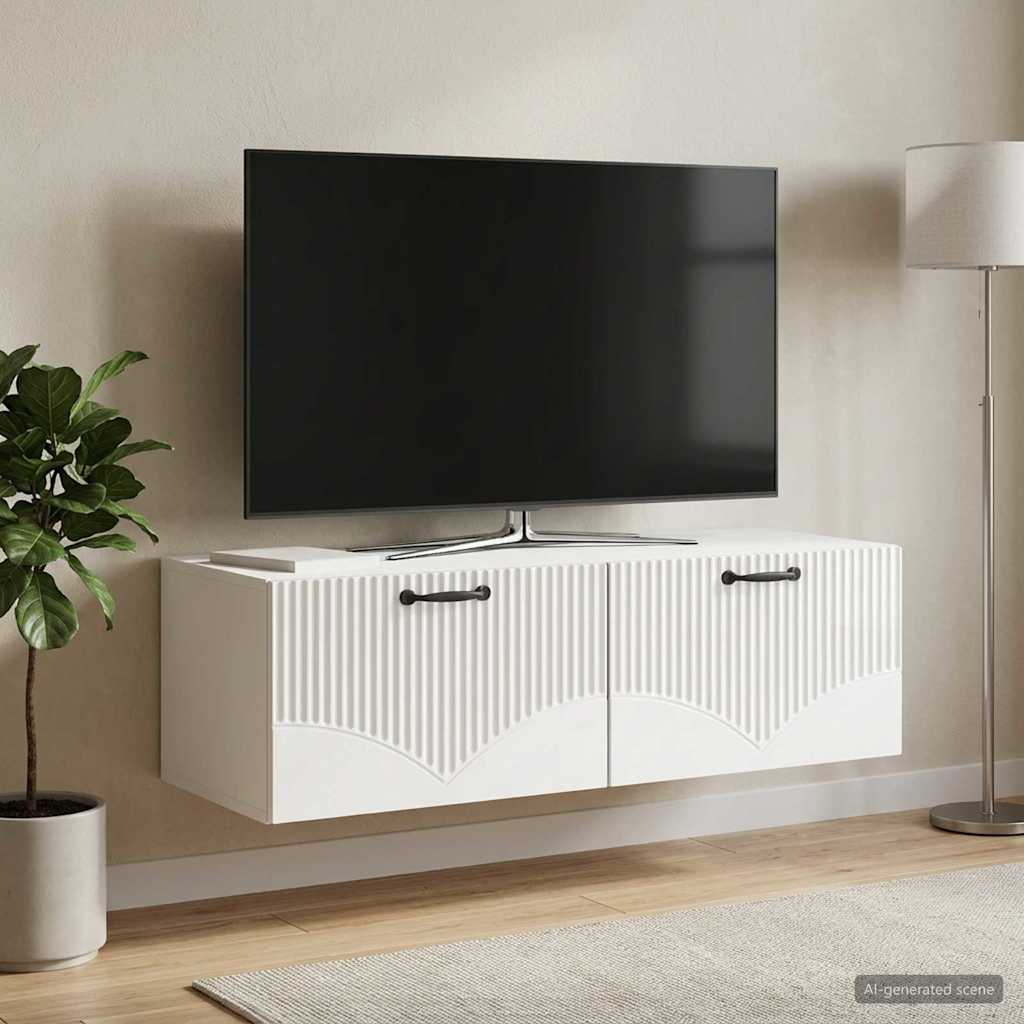 Nástěnná Tv Skříň Bílá S Vysokým Leskem 98 X 41 X 30 Cm